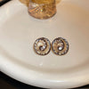 1 Pair Simple Style Flower Inlay Mixed Materials Rhinestones Ear Studs