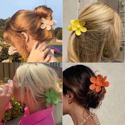 Simple Style Flower Plastic Handmade Hair Claws 1 Piece