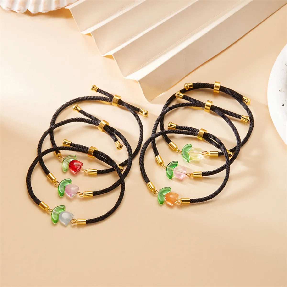 Simple Style Flower Resin Polyester Braid Women's Bracelets