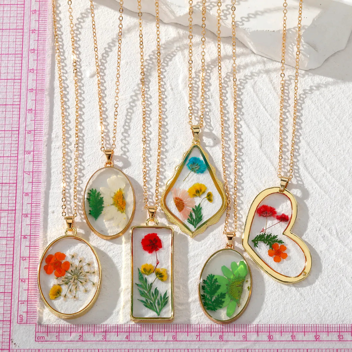 Simple Style Flower Resin Wholesale Pendant Necklace