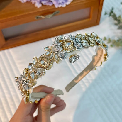 Simple Style Flower Rhinestone Patchwork Hair Band