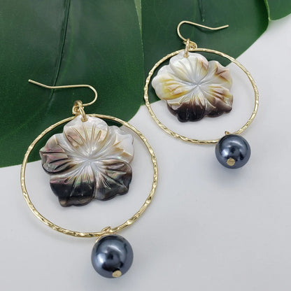 Simple Style Flower Shell Plating Women's Drop Earrings 1 Pair