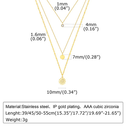 Simple Style Flower Stainless Steel Plating Inlay Zircon 18k Gold Plated Necklace