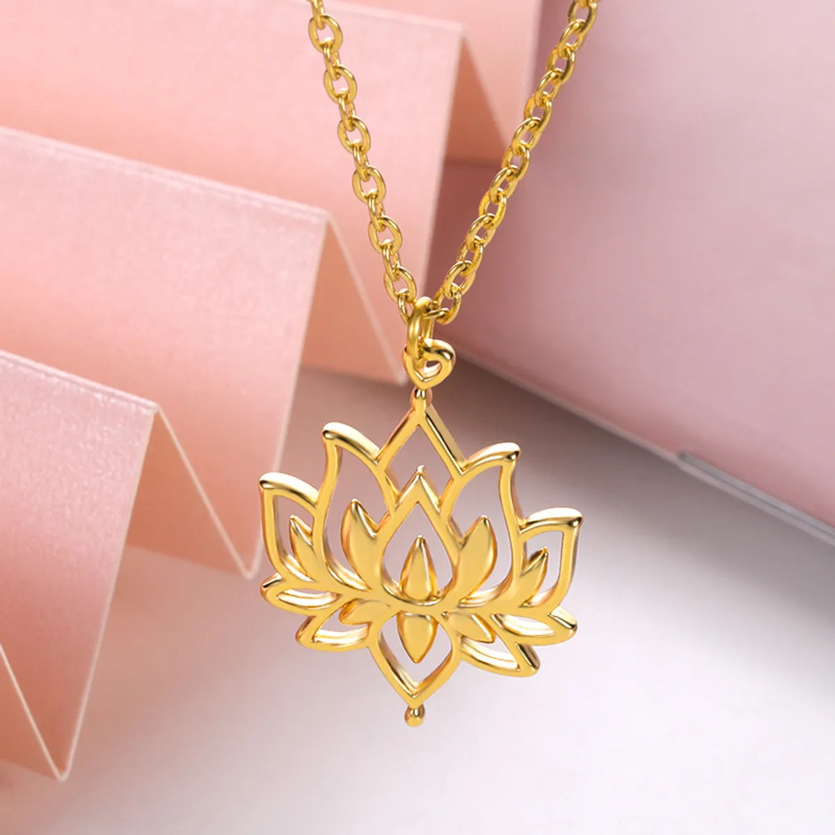 Simple Style Flower Stainless Steel Copper Plating Hollow Out Rings Necklace