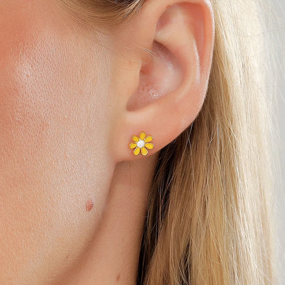 Simple Style Flower Plating Stainless Steel Ear Studs