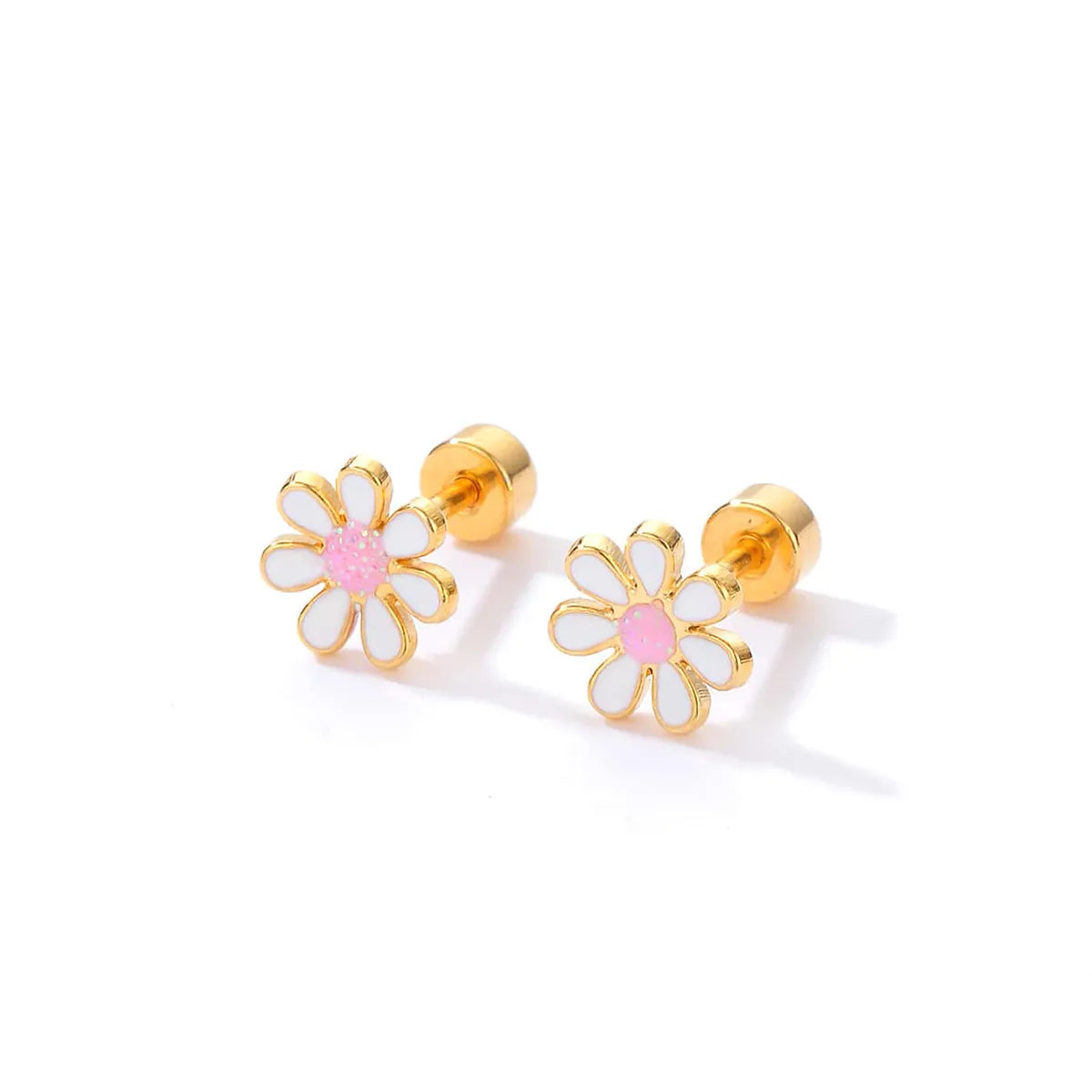 Simple Style Flower Plating Stainless Steel Ear Studs