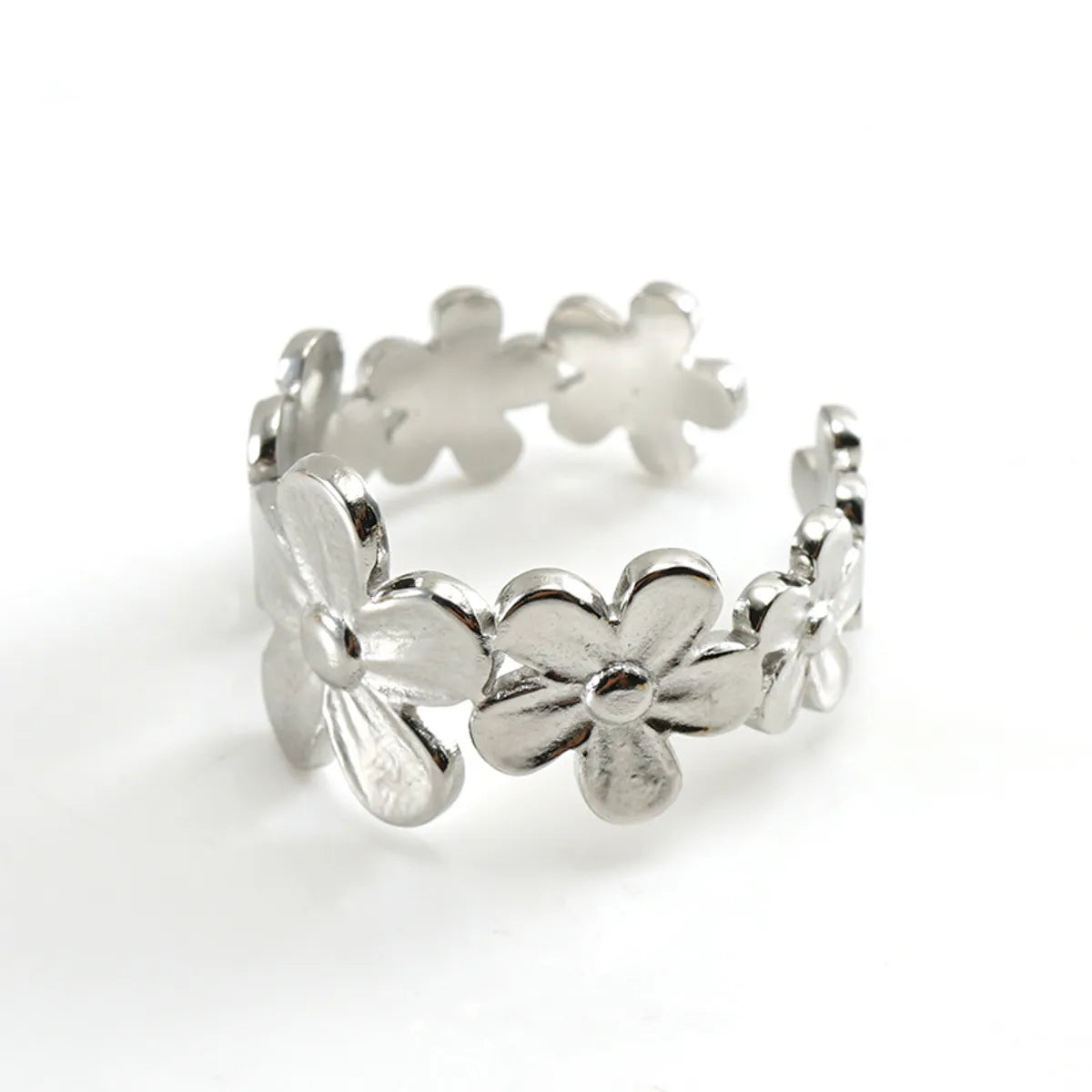 Simple Style Flower Stainless Steel Flowers Open Ring 1 Piece