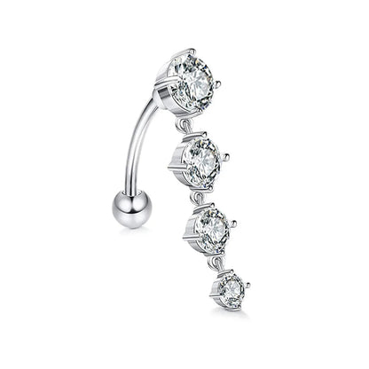 Simple Style Flower Stainless Steel Inlay Zircon Belly Ring 1 Piece