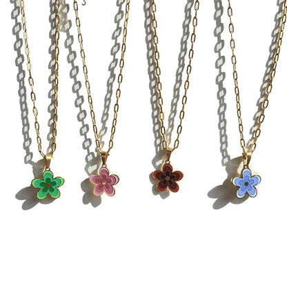 Simple Style Flower Stainless Steel Necklace Plating Stainless Steel Necklaces