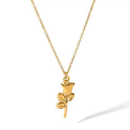 Simple Style Flower Stainless Steel Plating 18k Gold Plated Pendant Necklace