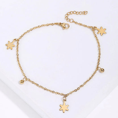 Simple Style Flower 201 Stainless Steel Plating 18K Gold Plated Unisex Anklet