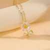 Simple Style Flower Stainless Steel Plating Inlay Rhinestones 18k Gold Plated Gold Plated Pendant Necklace