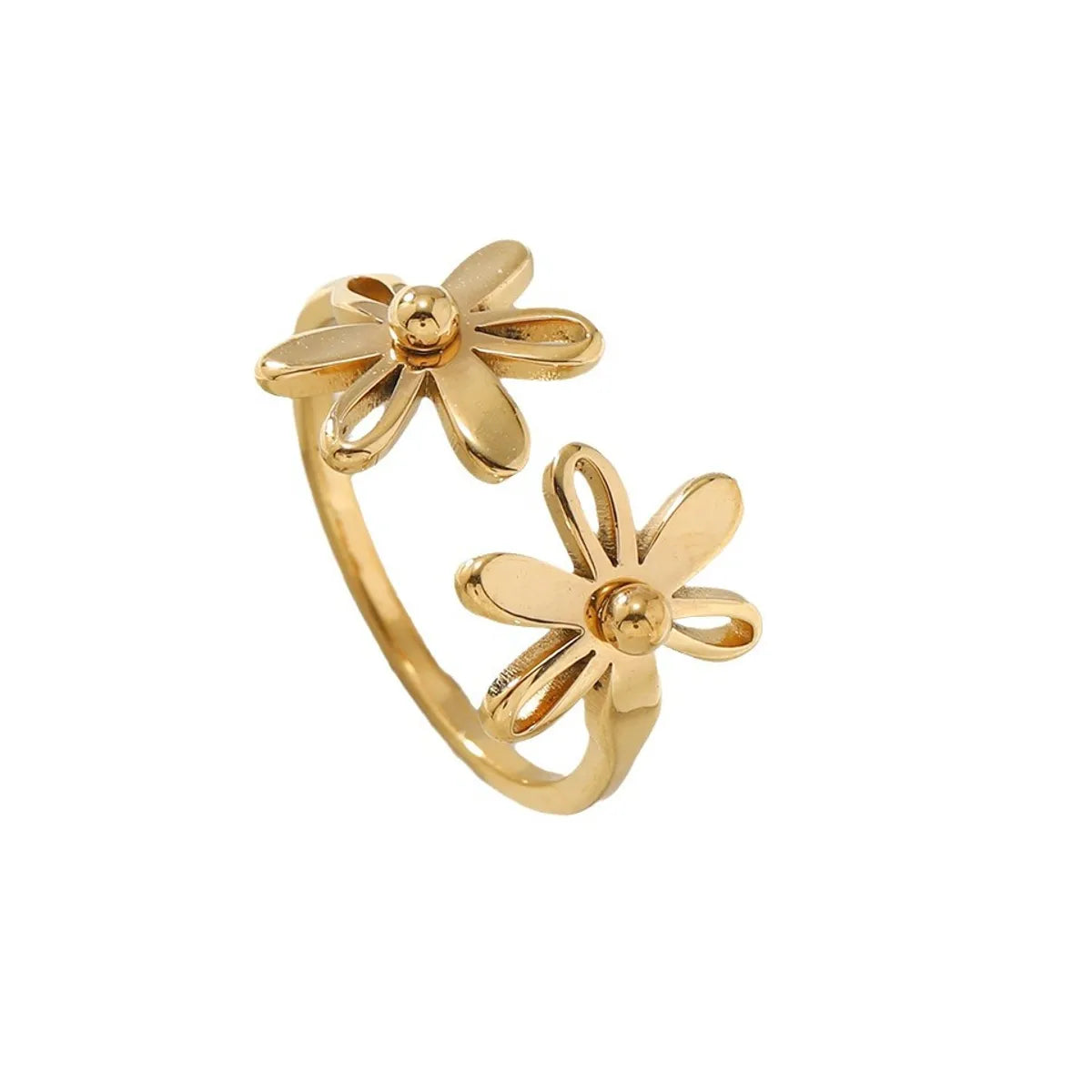 Simple Style Flower Stainless Steel Plating Open Rings