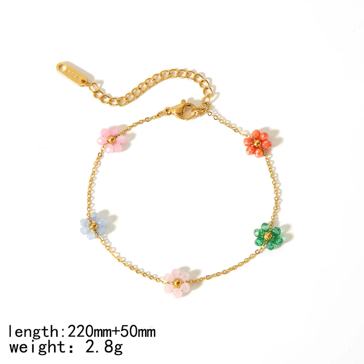 Simple Style Flower Stainless Steel Polishing Plating 18k Gold Plated Bracelets Anklet Necklace