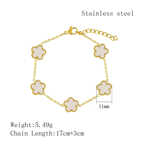 Simple Style Flower 304 Stainless Steel 18K Gold Plated Film Shell Bracelets In Bulk