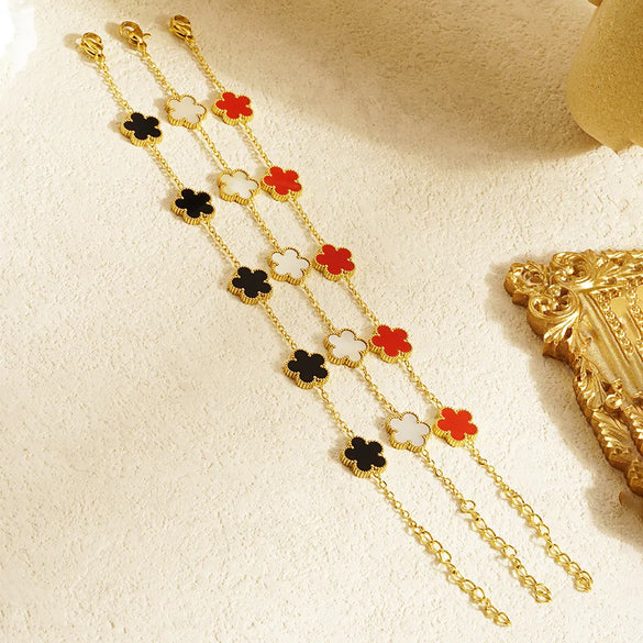 Simple Style Flower 304 Stainless Steel 18K Gold Plated Film Shell Bracelets In Bulk