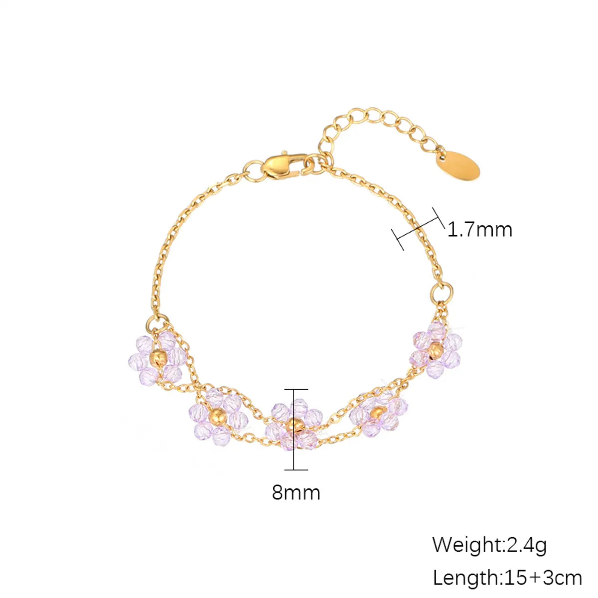 Simple Style Flower Stainless Steel Titanium Steel Plating Gold Plated Bracelets