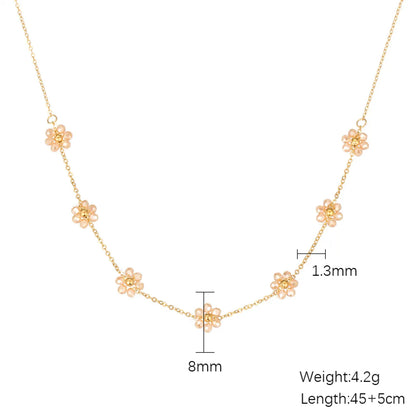 Simple Style Flower Stainless Steel Titanium Steel Plating Gold Plated Necklace