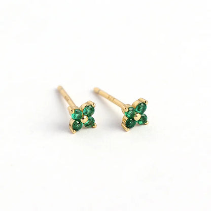 Simple Style Flower Sterling Silver Inlay Artificial Diamond Ear Studs 1 Pair