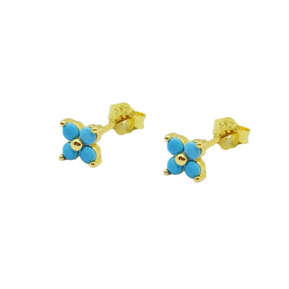 Simple Style Flower Sterling Silver Inlay Artificial Diamond Ear Studs 1 Pair