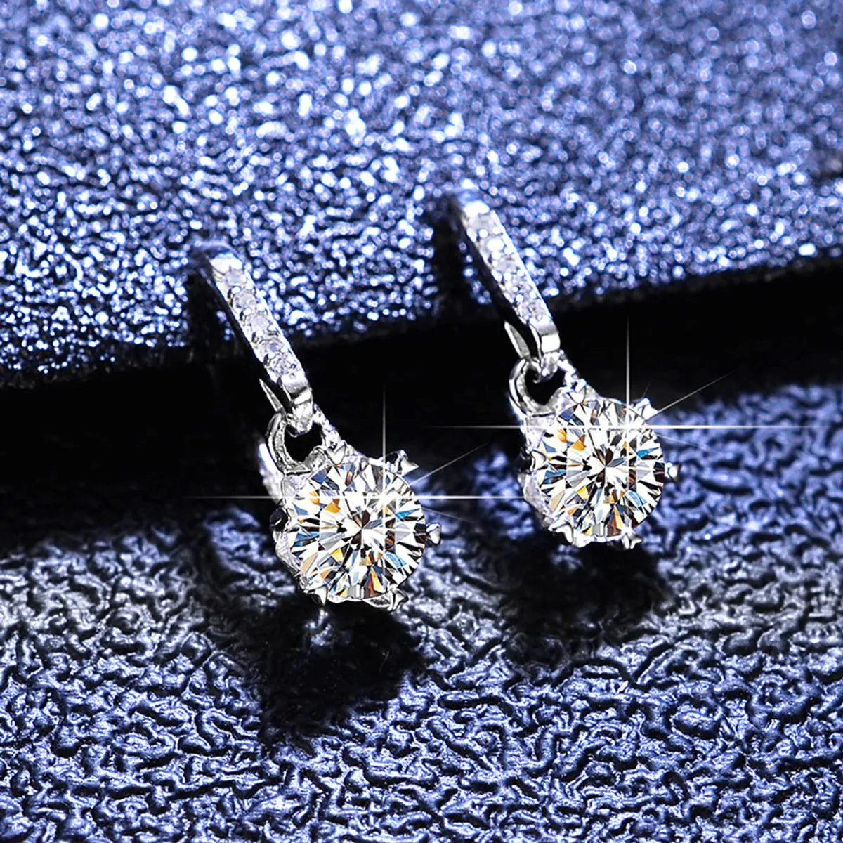 Simple Style Flower Sterling Silver Inlay Moissanite Zircon Earrings