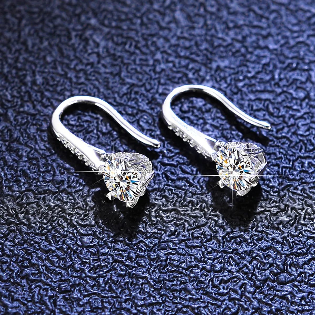 Simple Style Flower Sterling Silver Inlay Moissanite Zircon Earrings