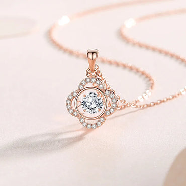 Simple Style Flower Sterling Silver Inlay Moissanite Zircon Pendant Necklace