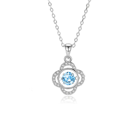 Simple Style Flower Sterling Silver Inlay Moissanite Zircon Pendant Necklace