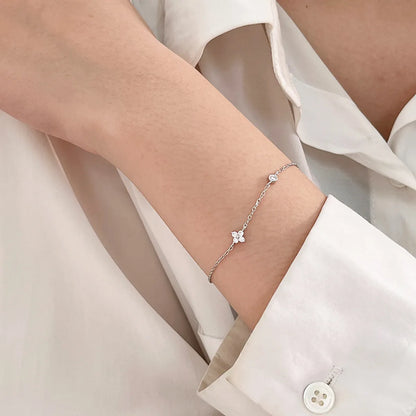 Simple Style Flower Sterling Silver Inlay Zircon Bracelets