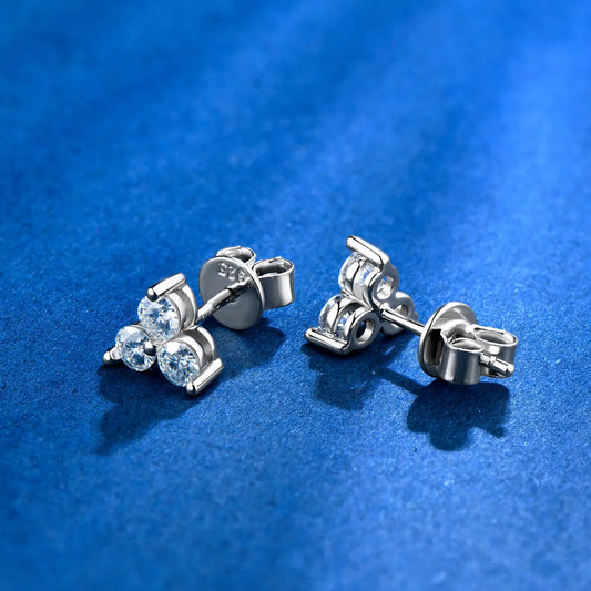 Simple Style Flower Sterling Silver Moissanite Ear Studs In Bulk