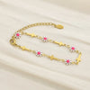 Wholesale Jewelry Simple Style Flower Titanium Steel 18K Gold Plated Enamel Bracelets Necklace