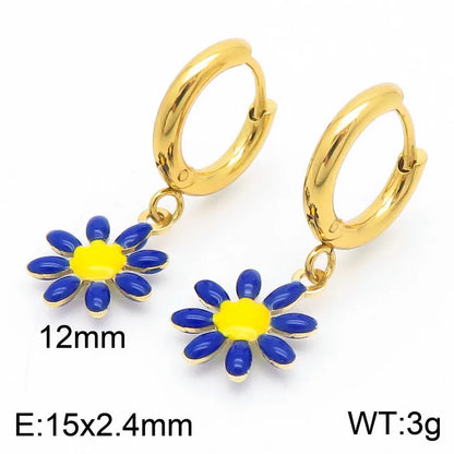 Wholesale Jewelry Simple Style Flower Titanium Steel 18K Gold Plated Enamel Bracelets Necklace