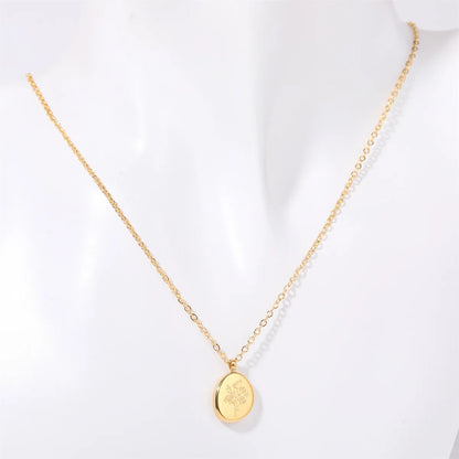 201 Stainless Steel 304 Stainless Steel Titanium Steel Gold Plated Simple Style Plating Flower Pendant Necklace