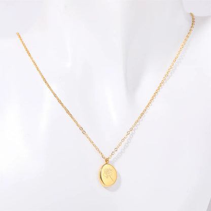 201 Stainless Steel 304 Stainless Steel Titanium Steel Gold Plated Simple Style Plating Flower Pendant Necklace