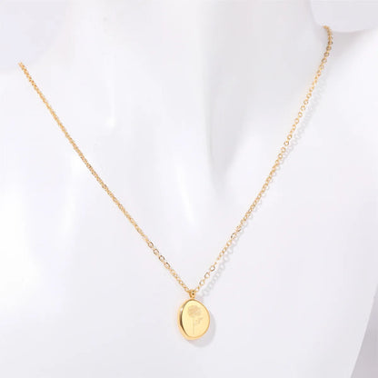 201 Stainless Steel 304 Stainless Steel Titanium Steel Gold Plated Simple Style Plating Flower Pendant Necklace