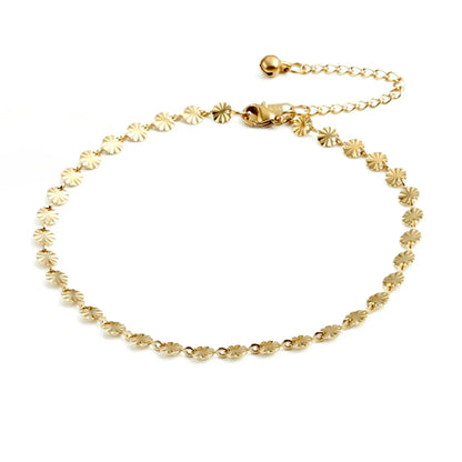 Simple Style Flower Titanium Steel Plating 18k Gold Plated Women's Anklet