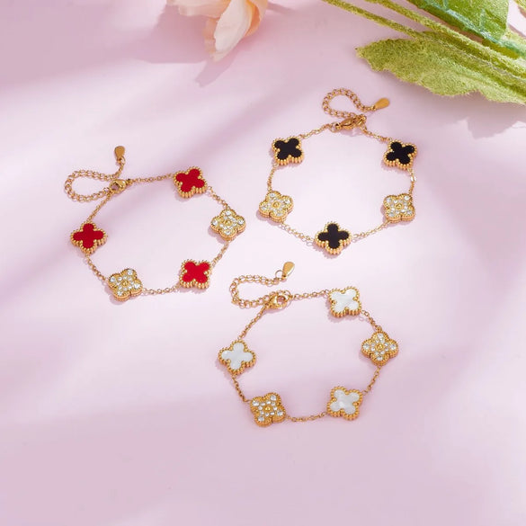 Wholesale Simple Style Flower Titanium Steel Plating Gold Plated Bracelets Necklace