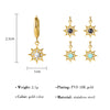 1 Pair Simple Style Flower Plating Inlay 304 Stainless Steel Turquoise 18K Gold Plated Drop Earrings