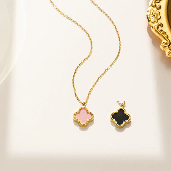 Simple Style Flower Titanium Steel Plating Pendant Necklace