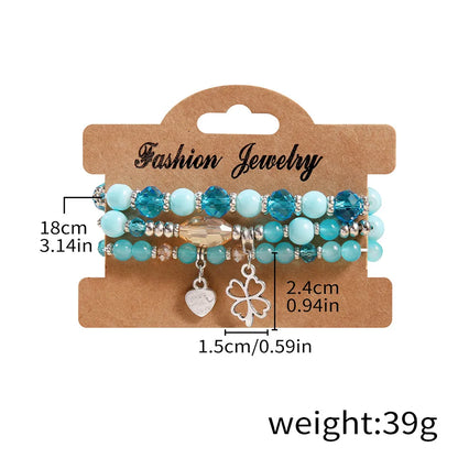 Simple Style Four Leaf Clover Heart Shape Agate-Like Arylic Glass Wholesale Bracelets