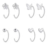 Simple Style Four Leaf Clover Heart Shape Butterfly Silver Ear Studs 1 Pair