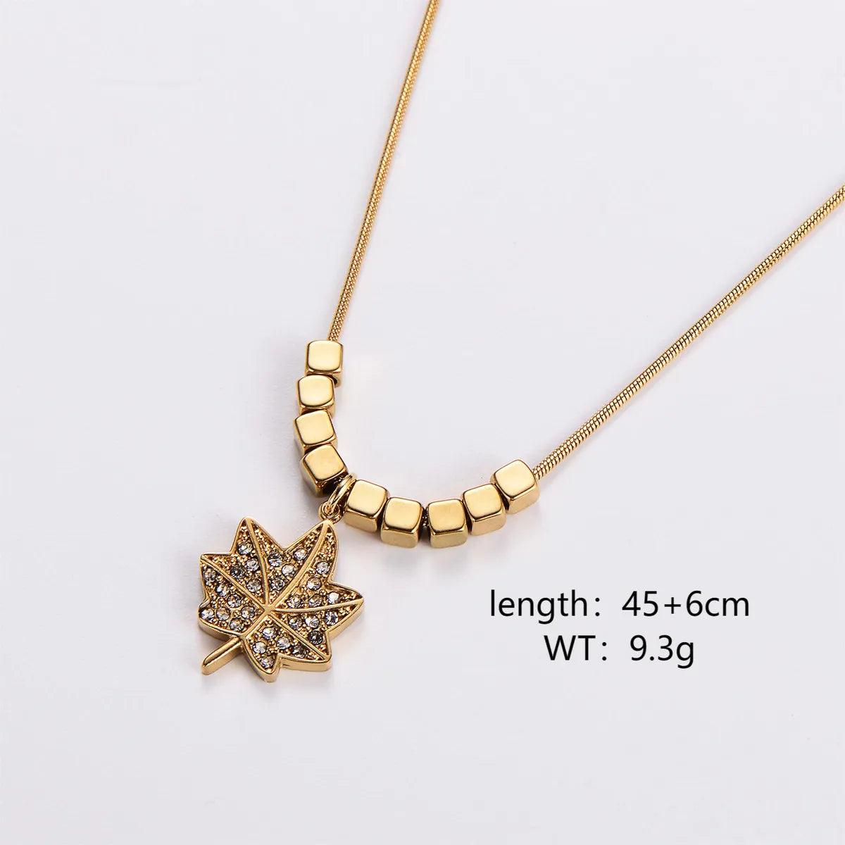 Simple Style Four Leaf Clover Maple Leaf Water Droplets Stainless Steel Plating Inlay Rhinestones Opal 18k Gold Plated Pendant Necklace