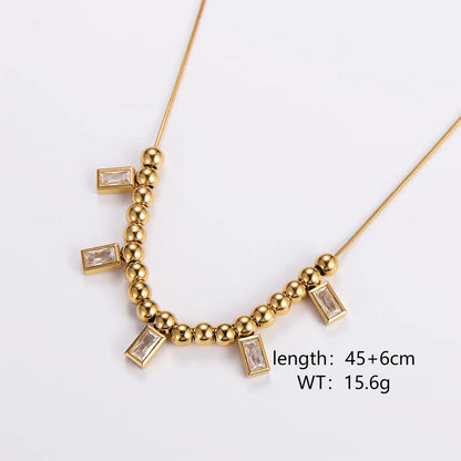 Simple Style Four Leaf Clover Maple Leaf Water Droplets Stainless Steel Plating Inlay Rhinestones Opal 18k Gold Plated Pendant Necklace