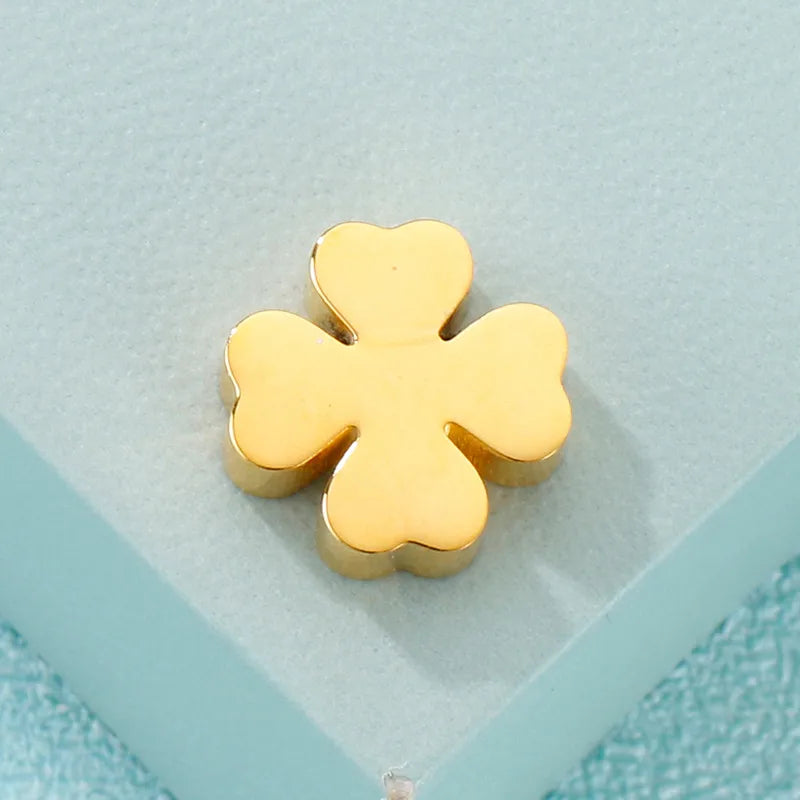 1 Piece Stainless Steel 18K Gold Plated Four Leaf Clover