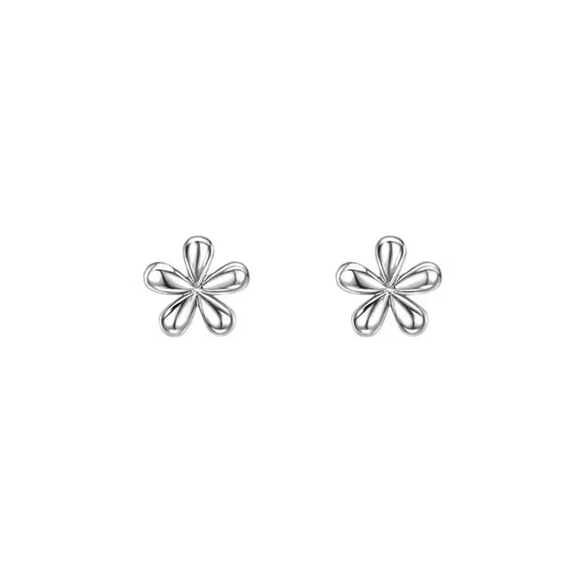 Simple Style Four Leaf Clover Star Heart Shape Silver Ear Studs 1 Pair