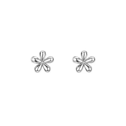 Simple Style Four Leaf Clover Star Heart Shape Silver Ear Studs 1 Pair