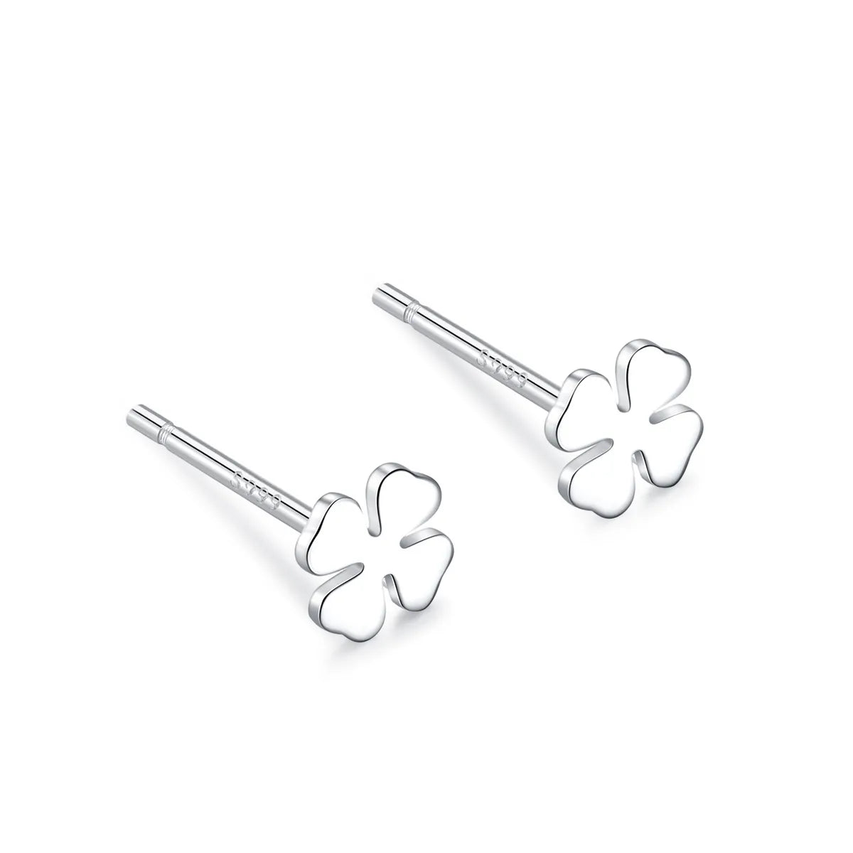 Simple Style Four Leaf Clover Star Heart Shape Silver Ear Studs 1 Pair