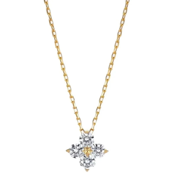 Simple Style Four Leaf Clover Sterling Silver Plating Rhinestones Pendant Necklace