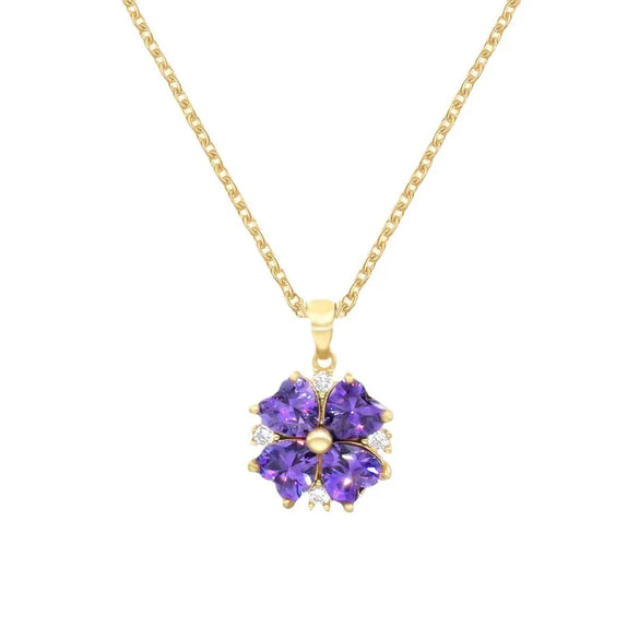 Simple Style Four Leaf Clover Titanium Steel Inlay Zircon Pendant Necklace 1 Piece