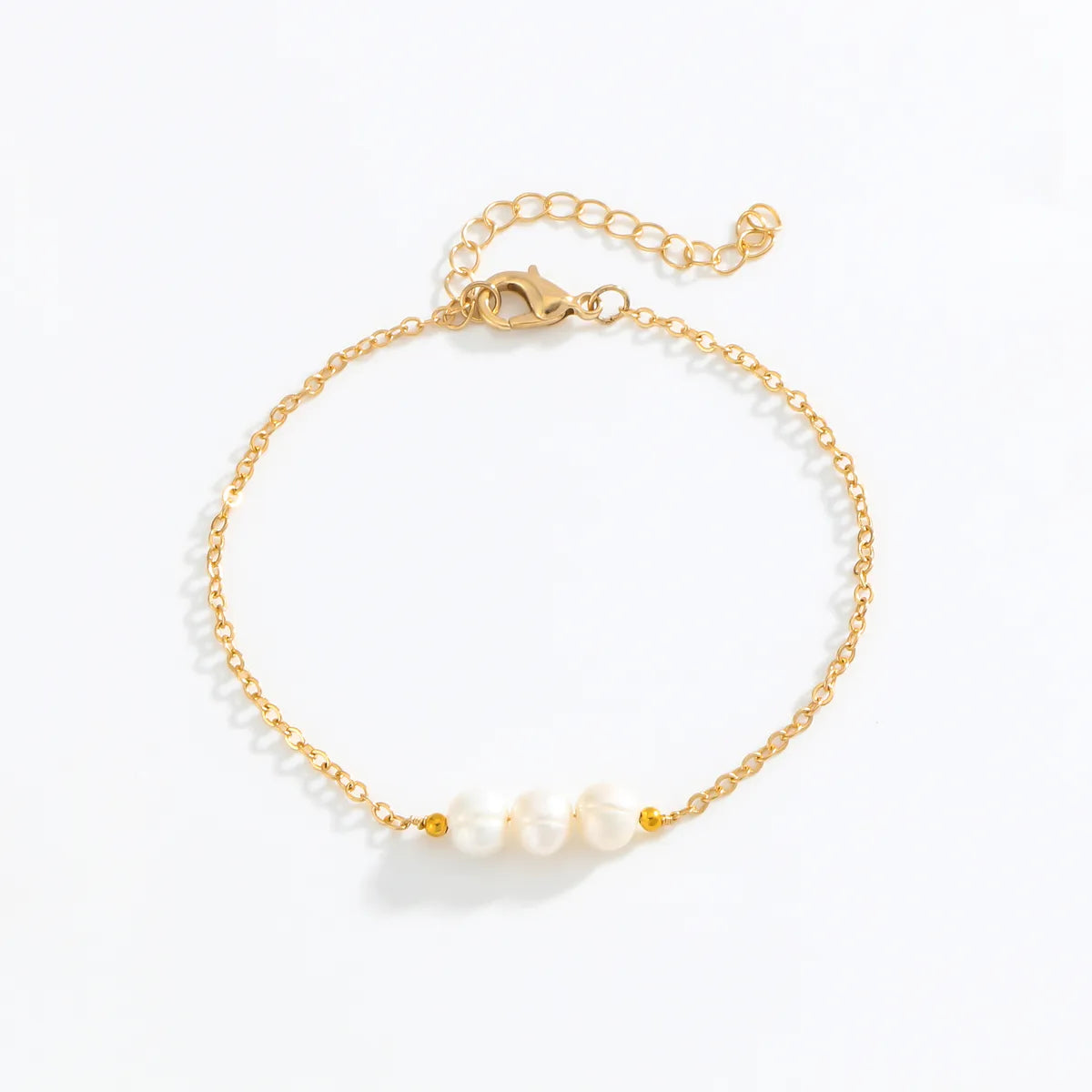 Simple Style Geometric 18K Gold Plated Artificial Pearl Copper Wholesale Bracelets